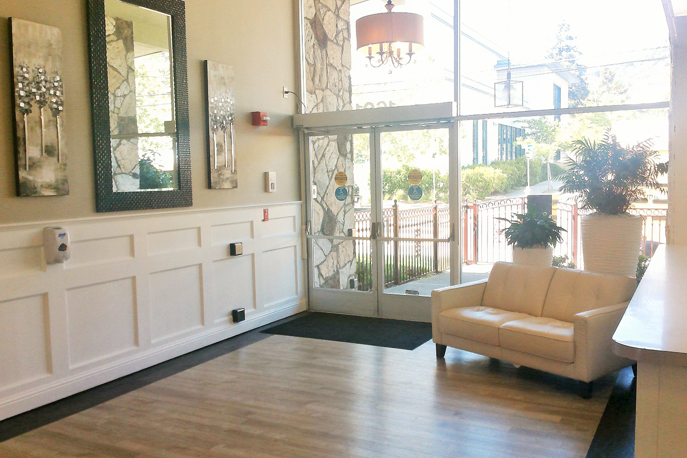 Chair and sitting area in front of beautiful open window space